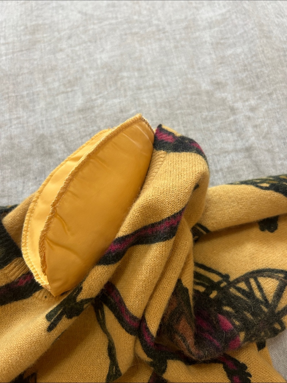 Vintage 90s Mustard Western Equestrian Print Sweater Shoulder Pads Estimated M/L - Picture 6 of 11